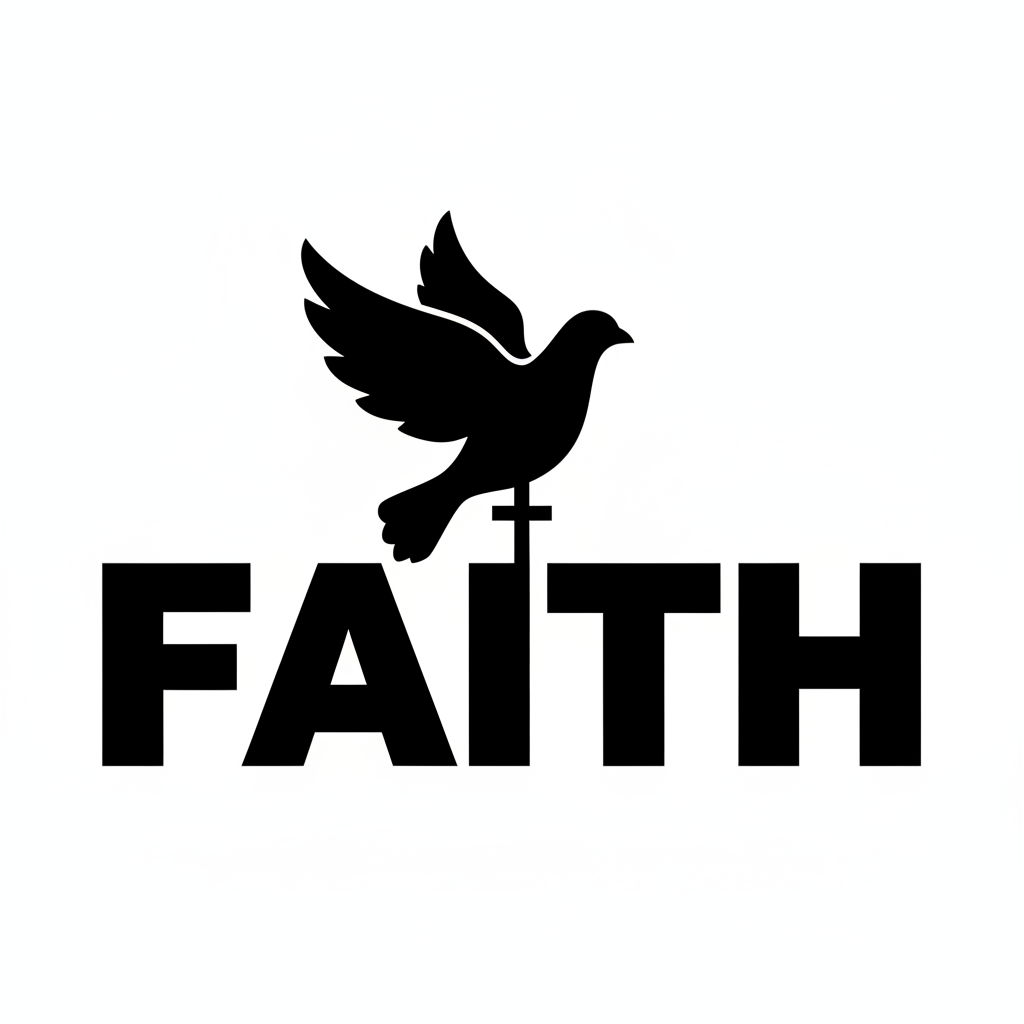 Faith dove Christian sticker decal – black on white print-ready design