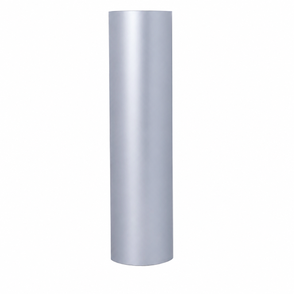 Silver reflective HTV vinyl roll on white background