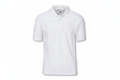 White golf polo shirt flat lay